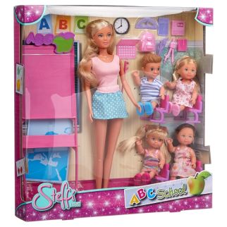Coffret Steffi Love ABC School, poupée Maîtresse d'école avec 4 élèves et matériel scolaire