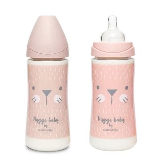 Biberon Suavinex Tétine Ronde Rose 360 ml +4M