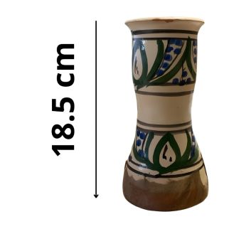 Taarija d'Asafi en Céramique Marocaine, Motifs Végétaux Peints à la Main (18.5 cm)