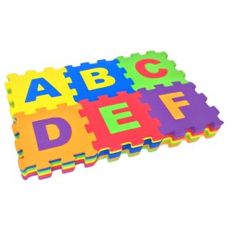 Tapis Puzzle Alphabet et Chiffres en Mousse – Lot de 36 Pièces 14 x 14 cm – Tapis d'Éveil Éducatif Coloré