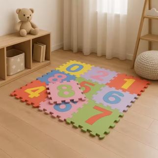 Tapis Puzzle en Mousse 10 Pièces 30x30 cm – Tapis d'Éveil Alphabet et Chiffres Colorés pour Enfant