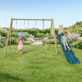 Portique Harmonie Romy - Aire de jeux en bois avec toboggan et balançoire Trigano
