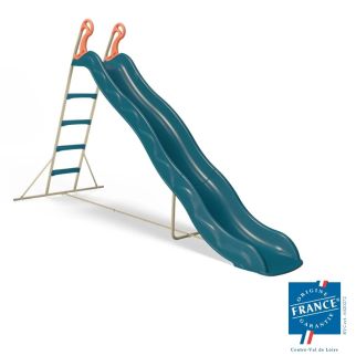 Toboggan de Jardin ACTOU 3 mètres - Bleu Pétrole - Acier et Plastique