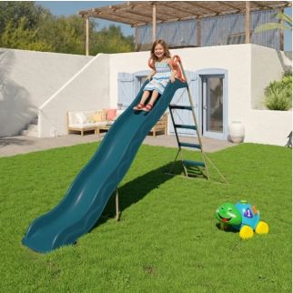 Toboggan de Jardin ACTOU 3 mètres - Bleu Pétrole - Acier et Plastique