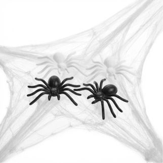 Toile d'Araignée Blanche 60g + 4 Araignées – Décoration Halloween Boland