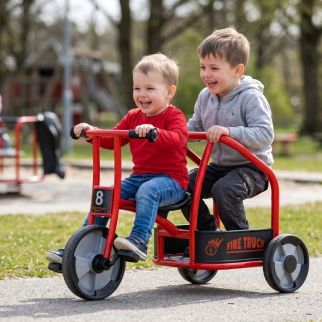 Tricycle Bi-Place Enfant Pompier – Vélo 2 Places Solide et Ludique