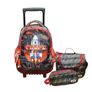 Trio : Trolley 16" 3Poches+Sac à Gouter +Trousse Garçon + Porte Clé-Modèle 3