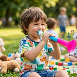 Trompette jouet en plastique multicolore