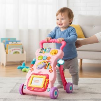 Trotteur pour Bébé Multifonctions Interactif Rose - Huanger