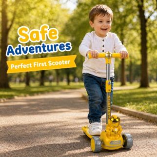 Trottinette Enfant 3 Roues Jaune avec Design Robot