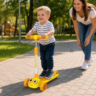 Trottinette Musicale 3 Roues Pour Enfant Jaune et Orange