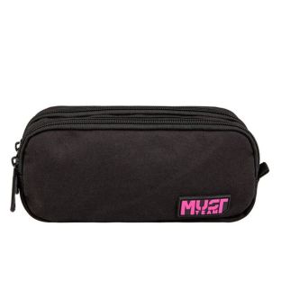 Trousse Noir MUST – Trousse Scolaire 2 Compartiments