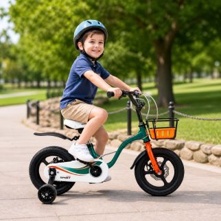 Vélo Enfant 12 Pouces avec Roues Stabilisatrices et Panier – Idéal Débutant