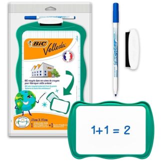 VELLEDA ARDOISE BLANCHE AVEC MARQUEUR BLEU ET EFFACEUR - BIC