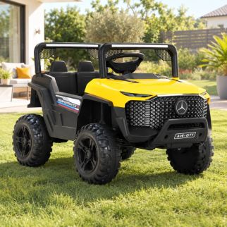 Voiture à Batterie Mercedes-Benz Enfant – Buggy Tout-Terrain 2 Places Jaune et Noire