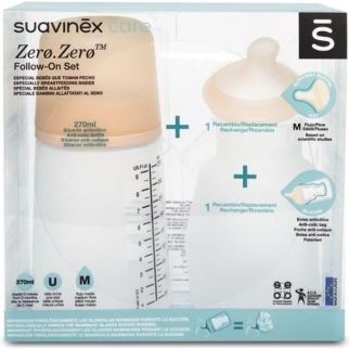 Biberon 270mL Anti Colique + Rechange (Tétine + Poche Anti Colique) - Suavinex