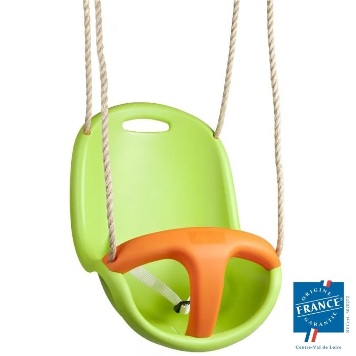 AXI Balançoire 2-en-1 Évolutive Bébé & Enfant – Siège Bébé Sécurisé + Siège Classique, Cadre Métal Robust, Dès 12 Mois, Jardin – Vert & Crème