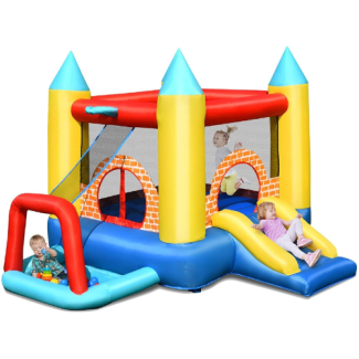 Château Gonflable 4en1 avec Toboggan et 30 balles - Happy Hop