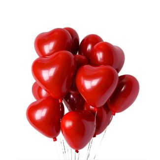 10 Ballons Coeur Rouge