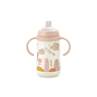 Biberon "Walk in the Park" Rose 270ml avec poignées - Suavinex