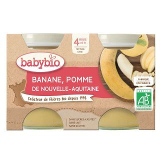 Petit pot de compote  banane pomme d'Aquitaine 2x130g