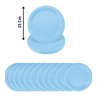 10 ASSIETTES EN PAPIER BLEU CIEL 23CM - MODUS VIVENDI 