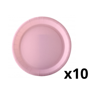10 ASSIETTES EN PAPIER ROSES VIVENDI 18CM