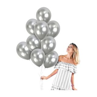 10 BALLONS METALISES ARGENTES