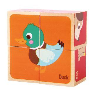 Puzzle Cube en Bois Animaux de La Ferme - Manchot