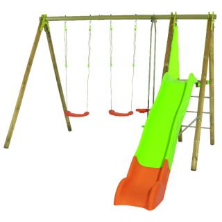 OPTIMA - 2 balançoires + 1 face à face + 1 plate-forme 1m20 + 1 toboggan 2m63