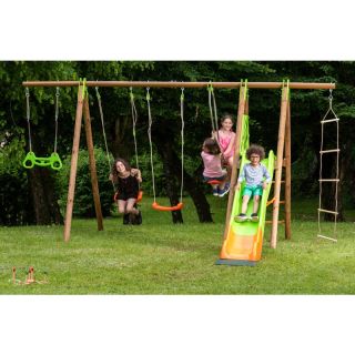 Portique de jeux en bois poutre métal OCTAVO  8 enfants - Trigano