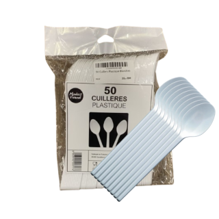 50 Cuillers Plastique Blanches