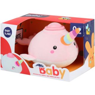 Peluche licorne baleine lumineuse Rose