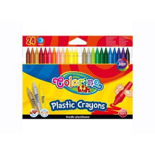 Colorino Crayons Plastic Effaçable 24 couleurs avec gomme