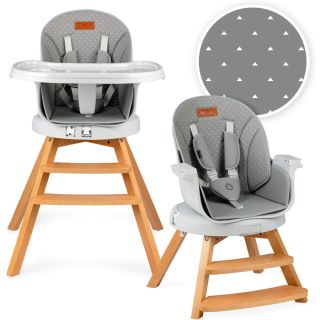 MoMi Woodi Chaise haute 3 en 1 pour bébés et enfants de 6 à 36 mois - Gris