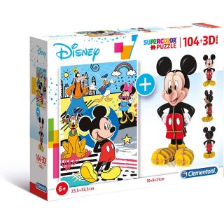 Puzzle 104 pcs + 3D Mickey Mouse