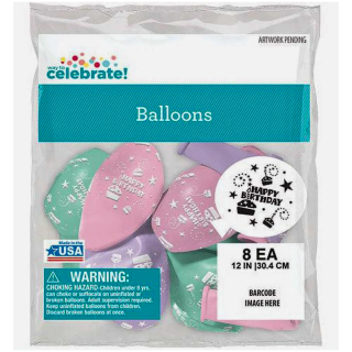 8 BALLONS HAPPY BIRTHDAY GIRL