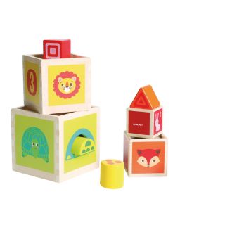 Cubes à empiler animaux en bois - Manchot