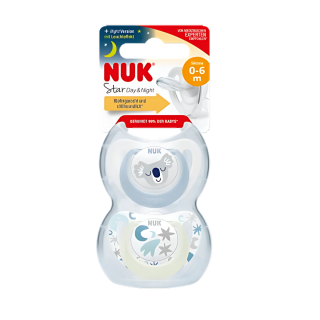 Nuk Sucette Silicone Star Day & Night 0-6 mois 