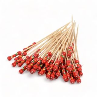 SET DE 50 BROCHETTES DECOREES ROUGES 9CM