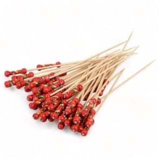 SET DE 50 BROCHETTES DECOREES ROUGES 9CM