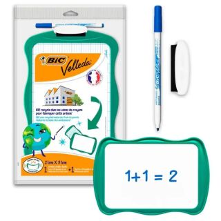VELLEDA ARDOISE BLANCHE AVEC MARQUEUR BLEU ET EFFACEUR - BIC