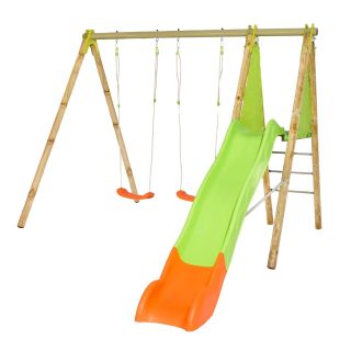 Balançoire en bois poutre métal ARROBA - 4 enfants