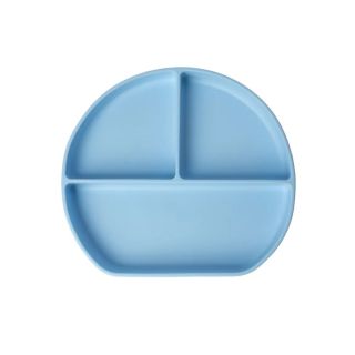Assiette En Silicone Avec Ventouse 3 Compartiments - Yummy-Bleu