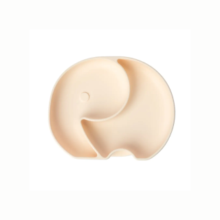 Assiette 2 compartiments En Silicone Avec Ventouse Elephant - Yummy-Beige