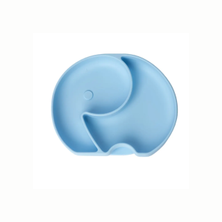 Assiette 2 compartiments En Silicone Avec Ventouse Elephant - Yummy-Bleu