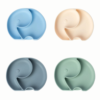 Assiette 2 compartiments En Silicone Avec Ventouse Elephant - Yummy