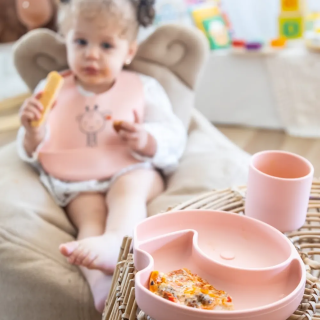 Assiette 2 compartiments En Silicone Avec Ventouse Elephant - Yummy
