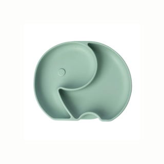 Assiette 2 compartiments En Silicone Avec Ventouse Elephant - Yummy-Vert
