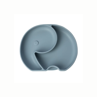Assiette 2 compartiments En Silicone Avec Ventouse Elephant - Yummy-Gris